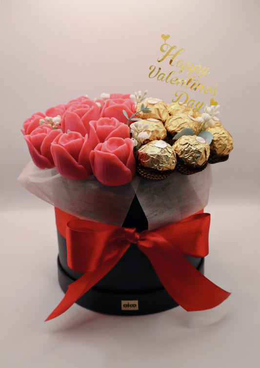 Valentines Flower Bouquet and Chocolates